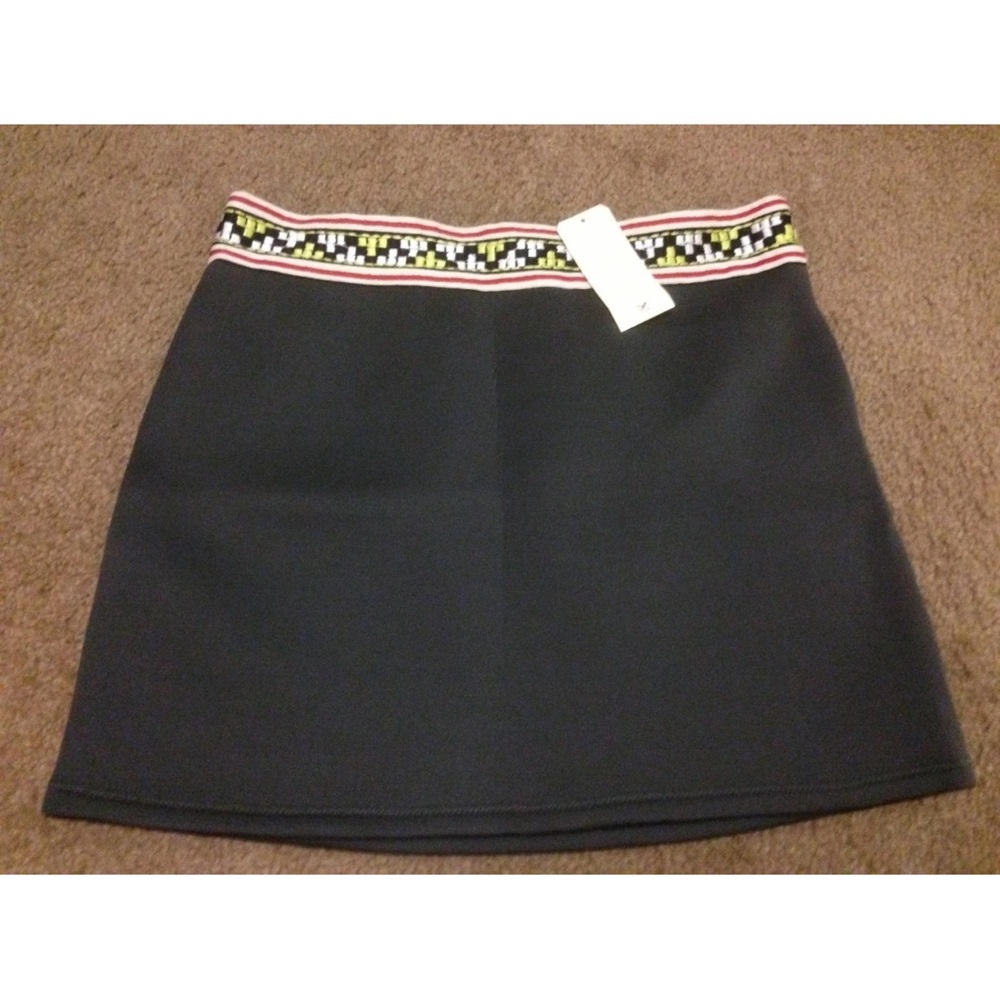 Gryphon Gray Scuba Mini Skirt - $ 365  Patterned Waistband